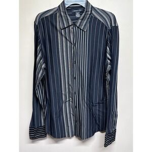 Kenneth Cole New York Mens M‎ M Striped Long Sleeve Button Down Shirt